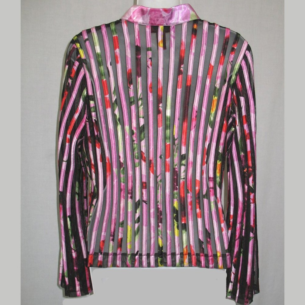 Js Collections Black Colorful Mesh Burnout Zipper… - image 4